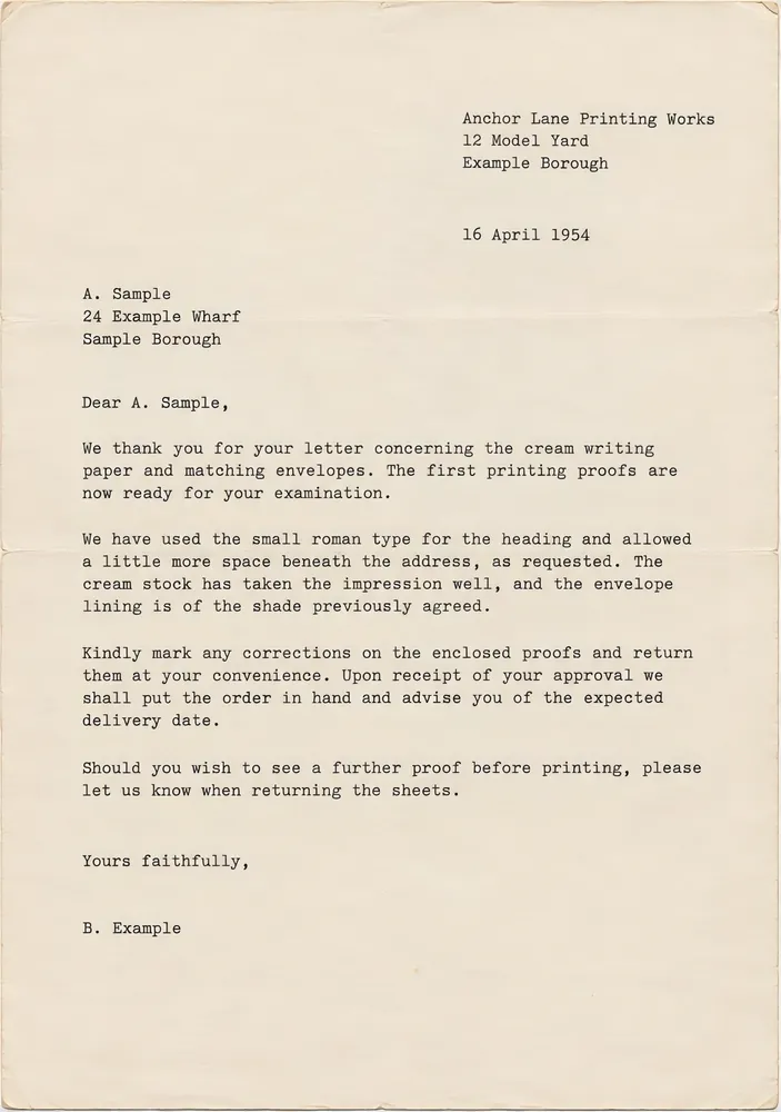 The same typewritten letter enhanced in Generative mode, the letters dark and clear